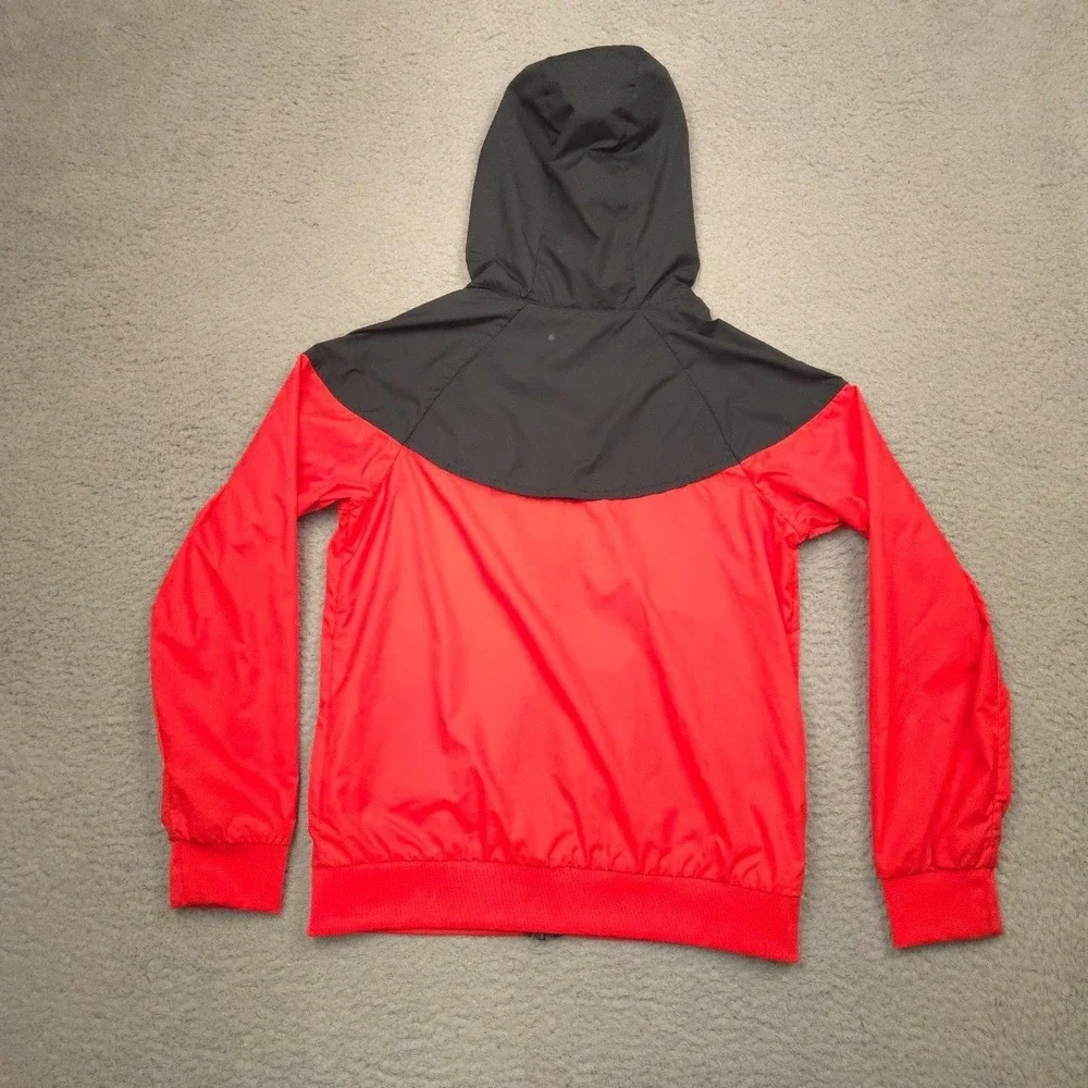 Nike Full Zip Hooded Jacket Boys Youth L Red Black Colorblock Windbreaker